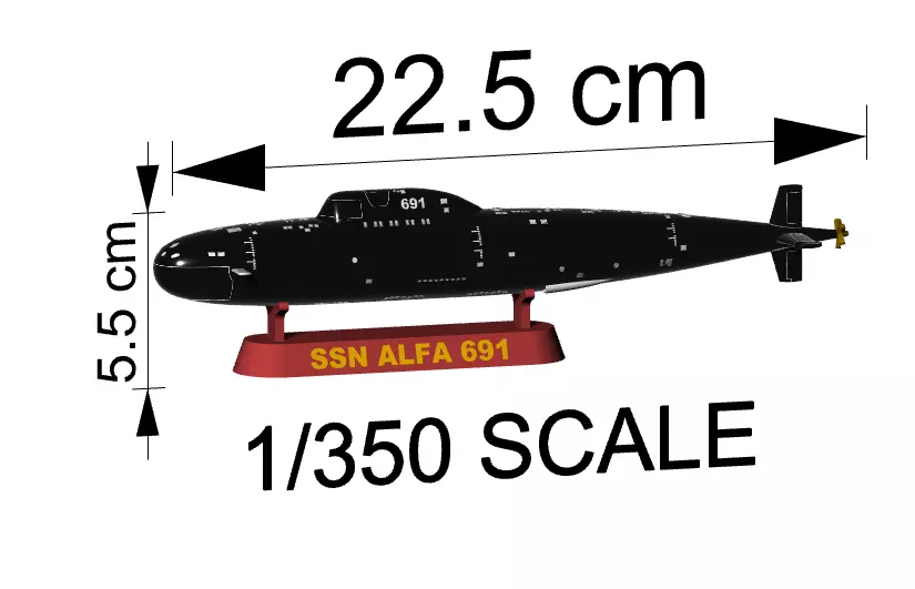Alfa Class Submarine 1-350 High Quality  SSN ALFA 3D print model_2