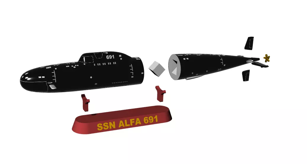 Alfa Class Submarine 1-350 High Quality  SSN ALFA 3D print model_0