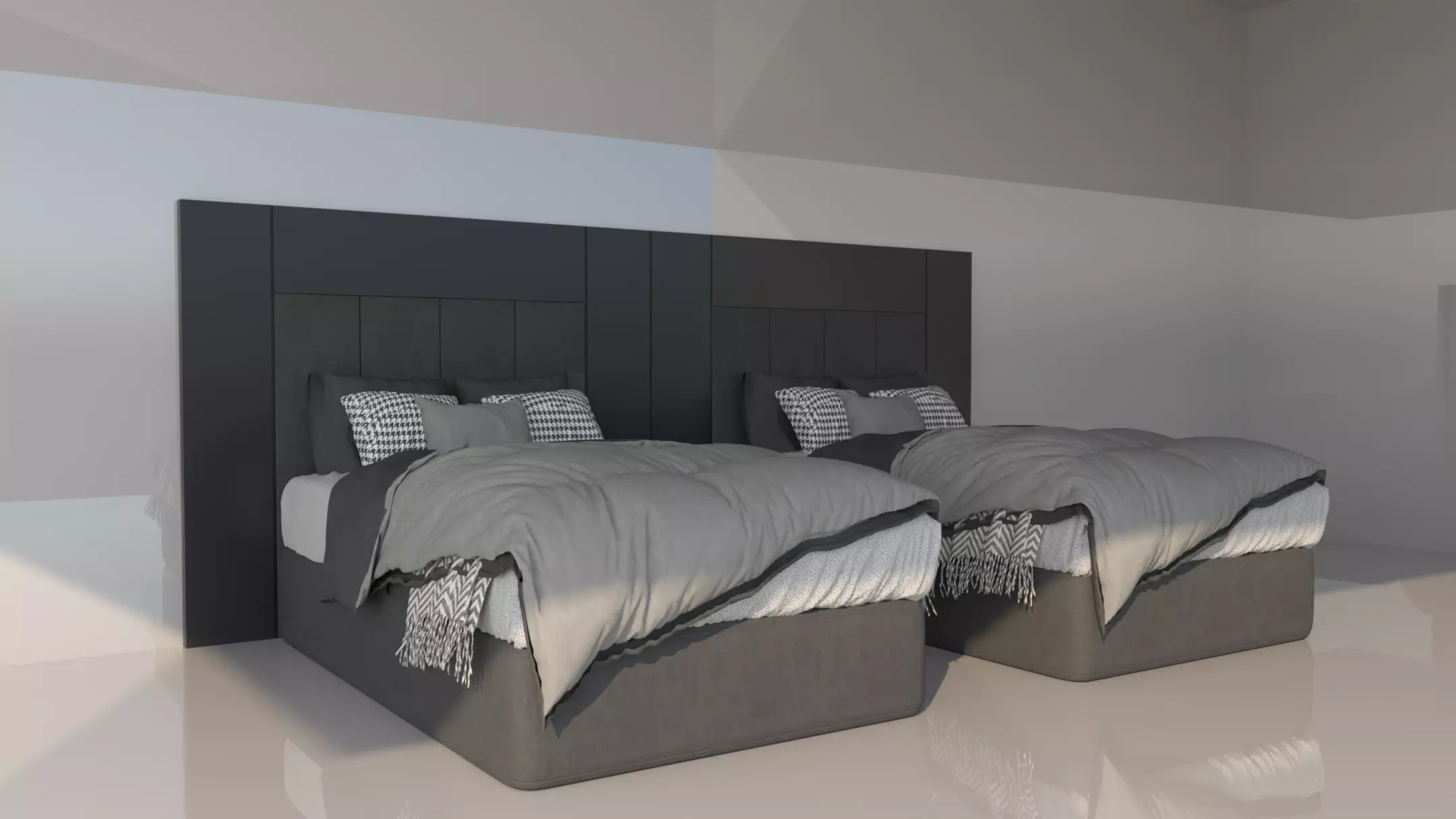 Shadowline Elegance Bed Set - Real Low-poly 3D model_0