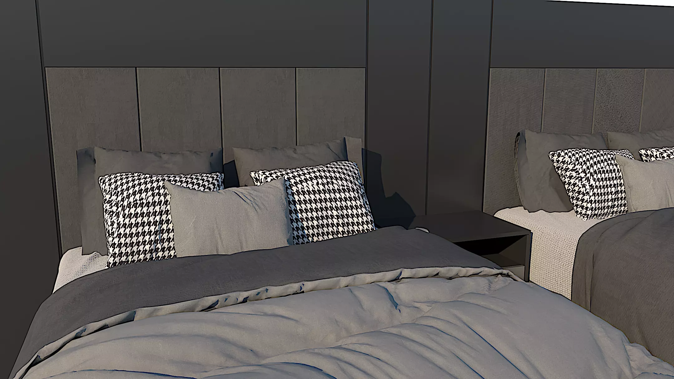 Shadowline Elegance Bed Set - Real Low-poly 3D model_1