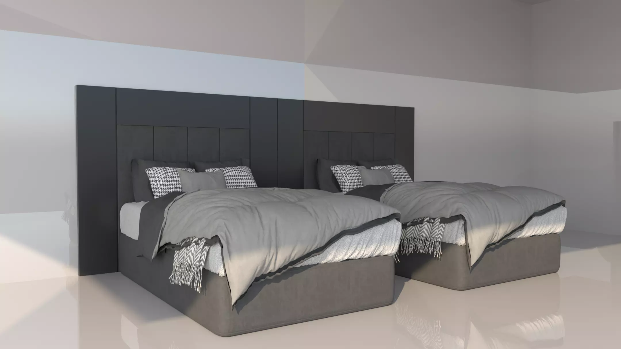 Shadowline Elegance Bed Set - Real Low-poly 3D model_5