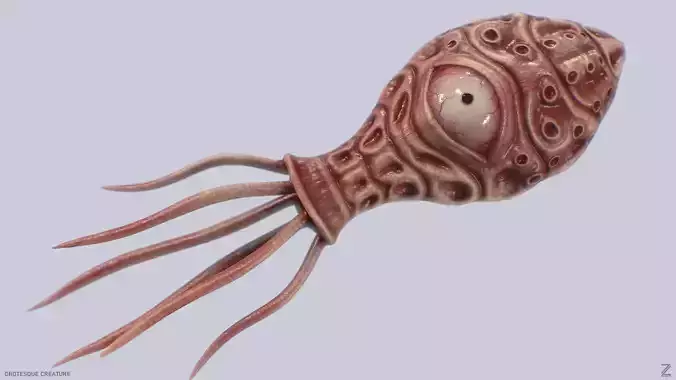 Grotesque creature Low-poly 3D model