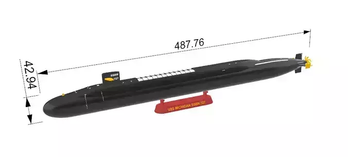 SUBMARINE USS MICHIGAN SSBN 727 - 1-350 High Quality