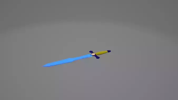 Blue 3D Sword Model for Simple Games