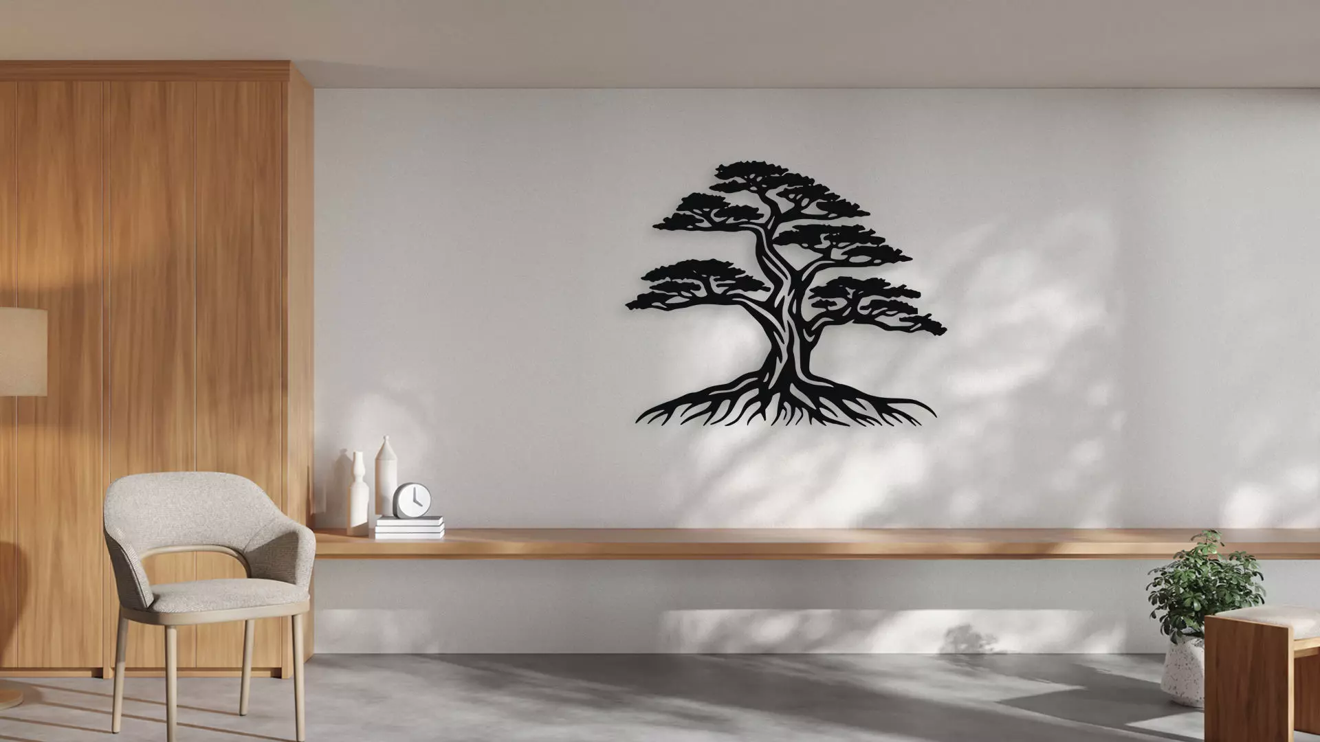 Bonsai Tree of Life Wall Art for Laser Cut and 3D Print 3D model_0