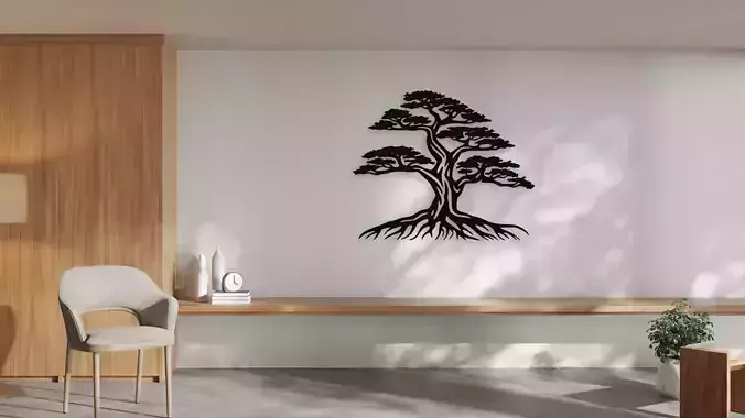 Bonsai Tree of Life Wall Art for Laser Cut and 3D Print