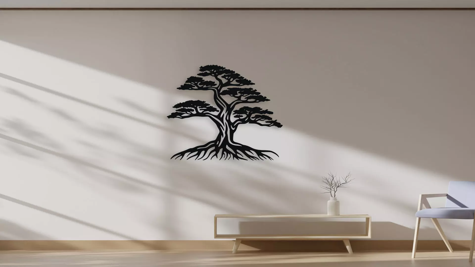 Bonsai Tree of Life Wall Art for Laser Cut and 3D Print 3D model_4