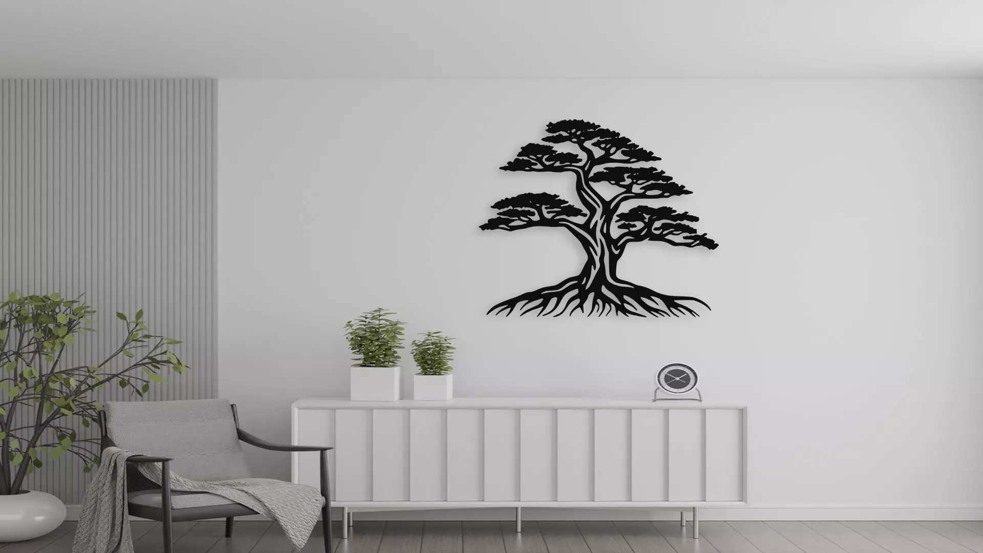Bonsai Tree of Life Wall Art for Laser Cut and 3D Print 3D model_1