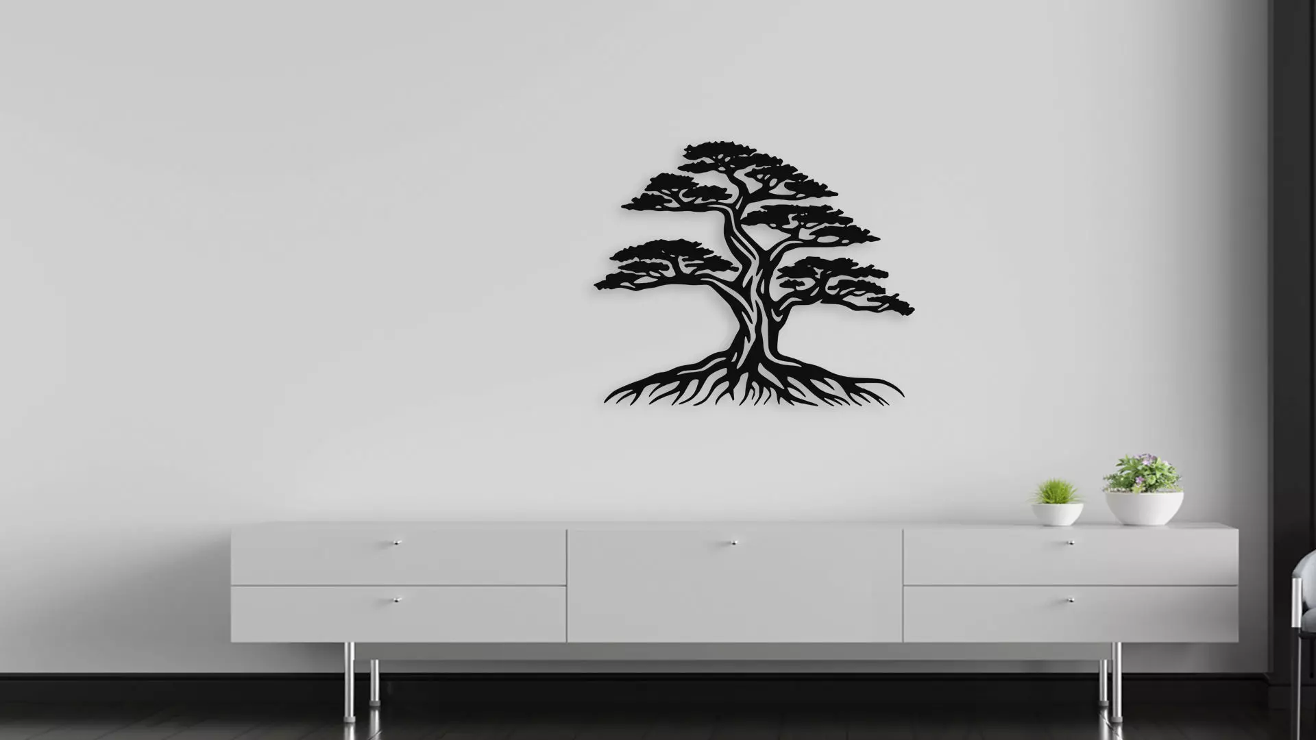 Bonsai Tree of Life Wall Art for Laser Cut and 3D Print 3D model_5