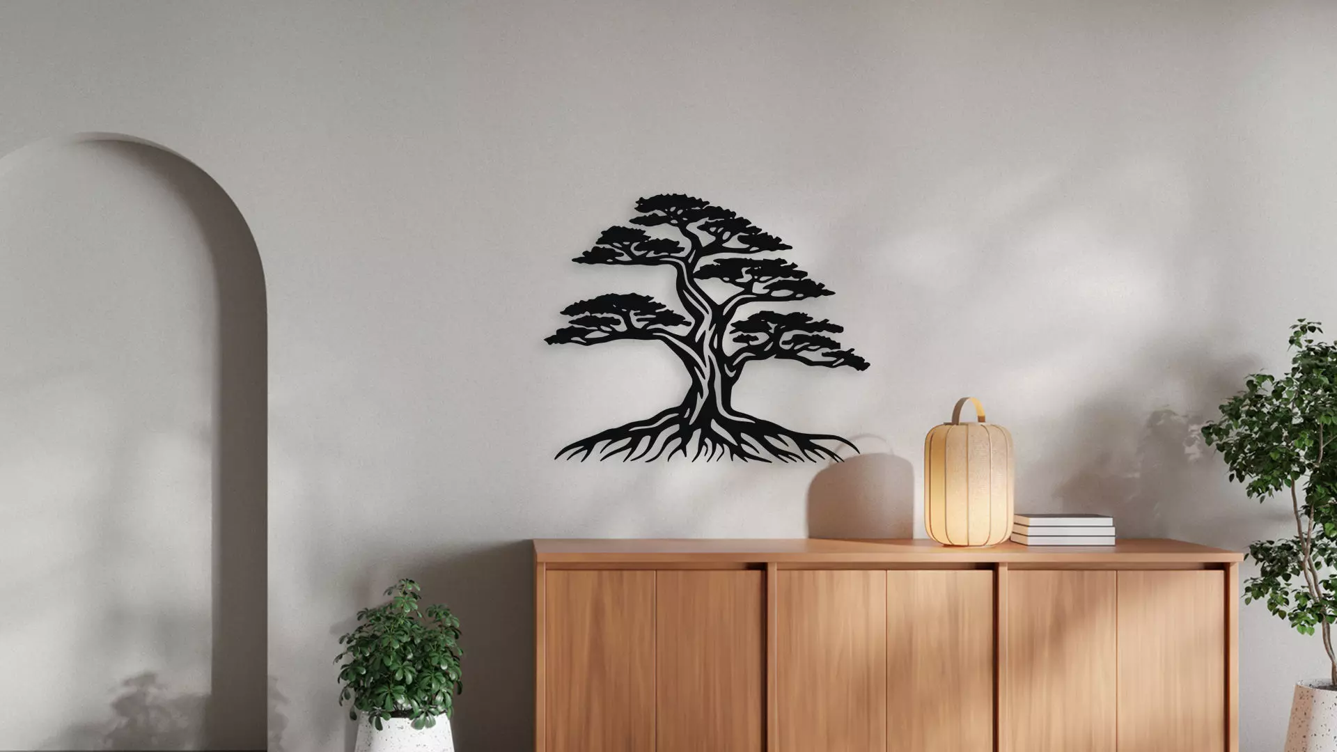 Bonsai Tree of Life Wall Art for Laser Cut and 3D Print 3D model_2
