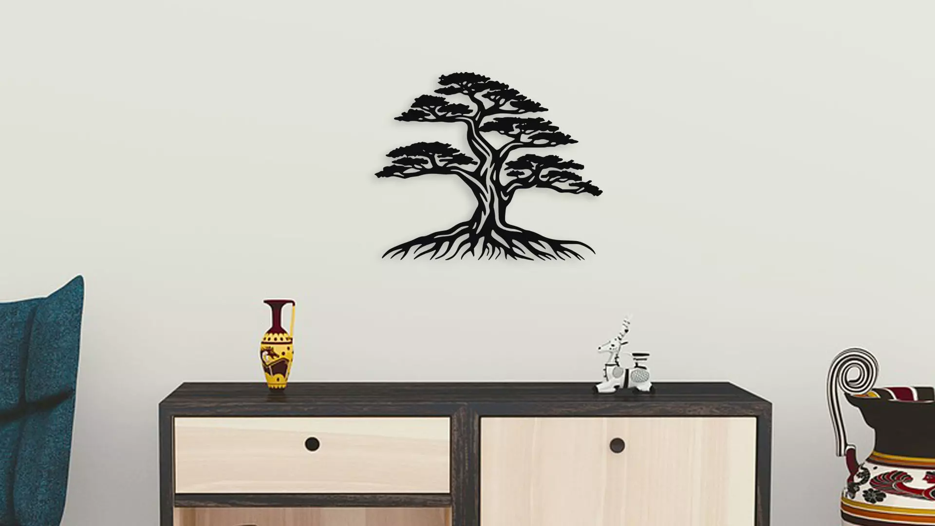 Bonsai Tree of Life Wall Art for Laser Cut and 3D Print 3D model_3