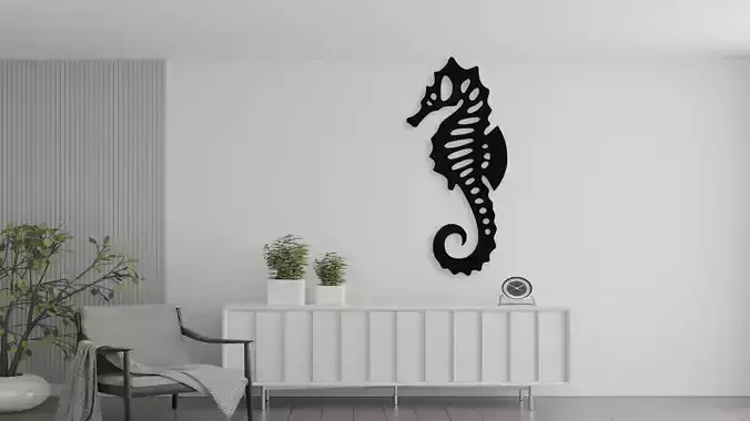 Seahorse Wall Art Decor Laser Cut SVG 3D Print File