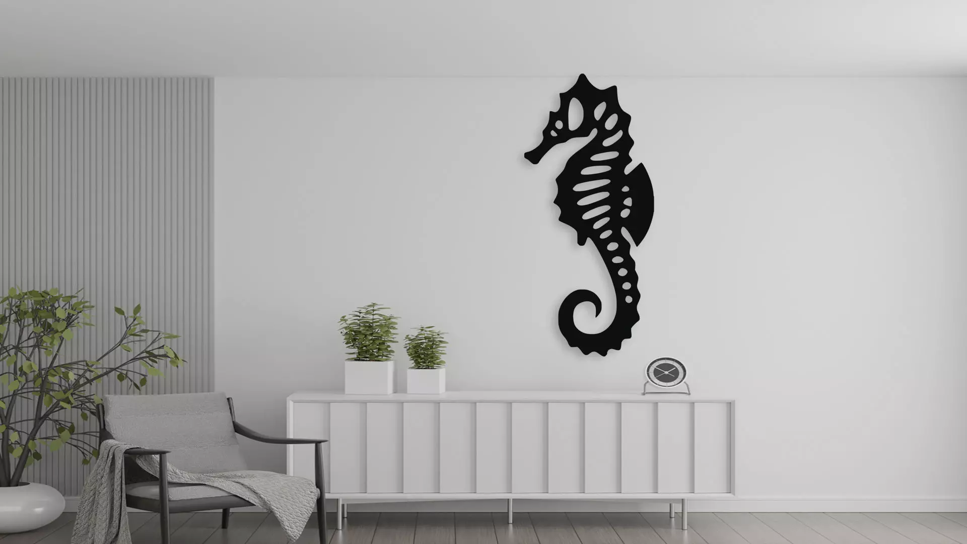 Seahorse Wall Art Decor Laser Cut SVG 3D Print File 3D model