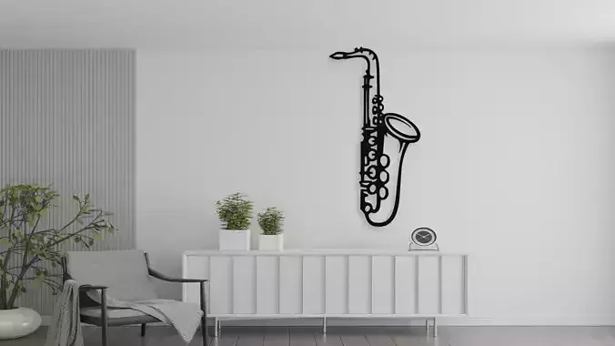 Saxophone Wall Art Decor Jazz Music Instrument Silhouette