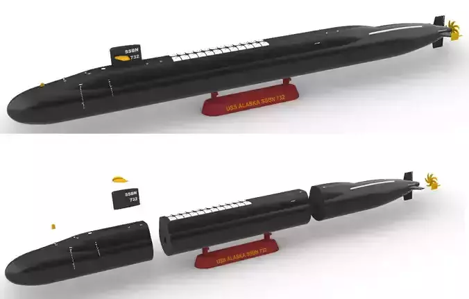 SUBMARINE USS ALASKA SSBN 732 - 1-350 High Quality