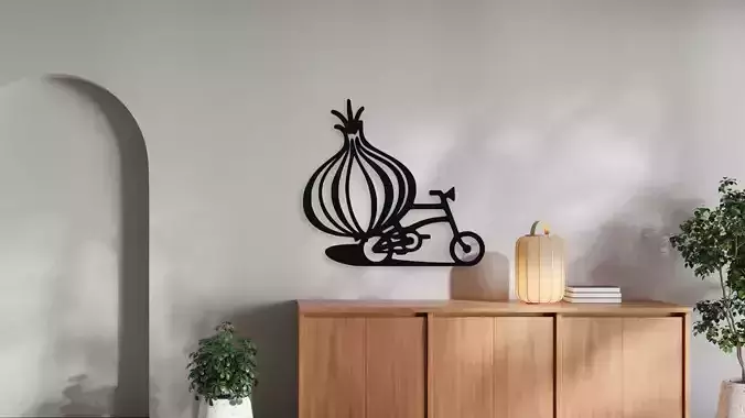 Onion on a Bicycle Funny Wall Art Decor Digital File