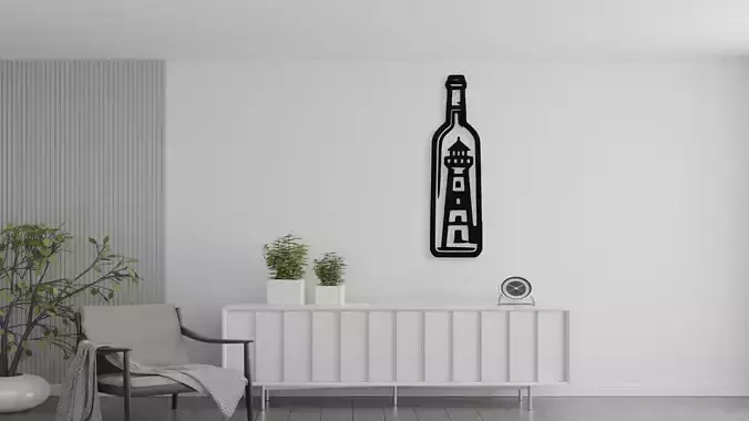 Lighthouse in a Bottle Nautical Wall Decor Art