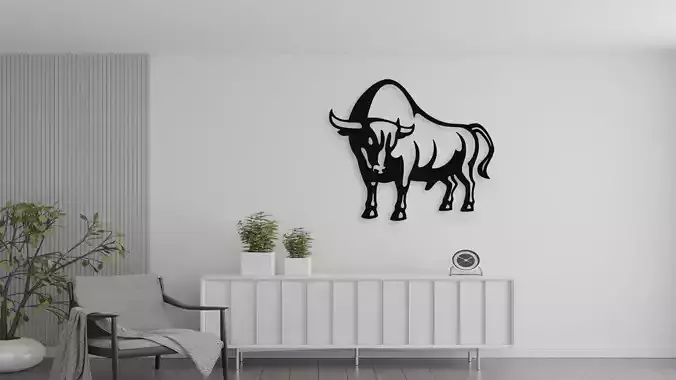 Stylized Bull Wall Art Digital File for CNC and 3D Printing