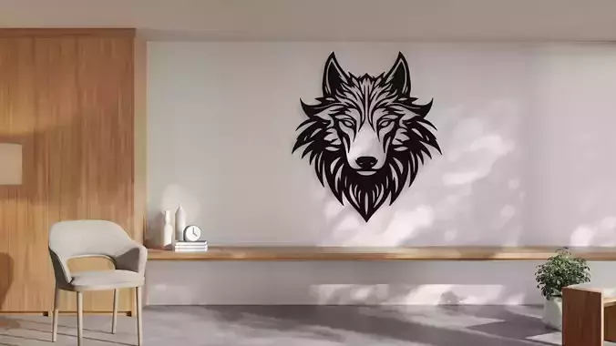 Wolf Head Wall Art Decor Geometric Design