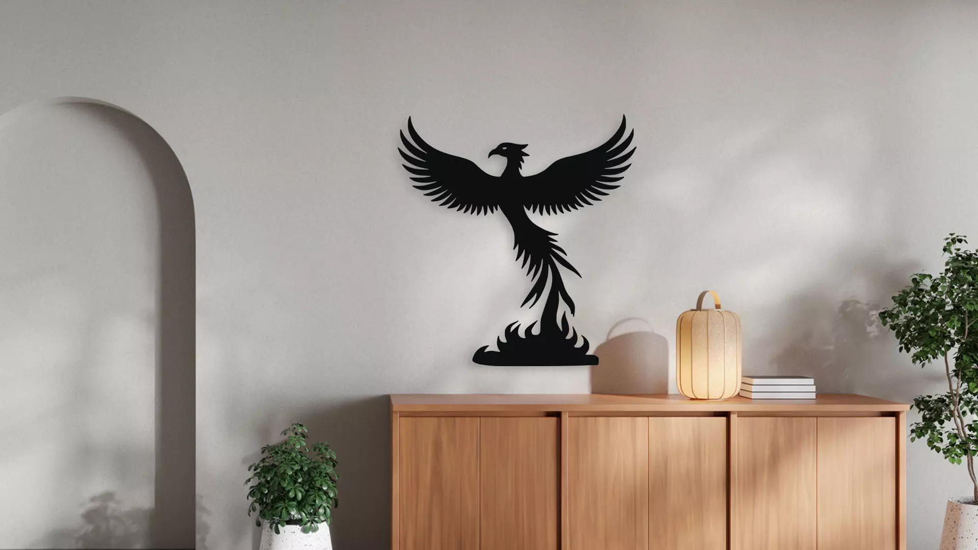 Phoenix Rising From Ashes Wall Art Decor Mythical Bird 3D model_2