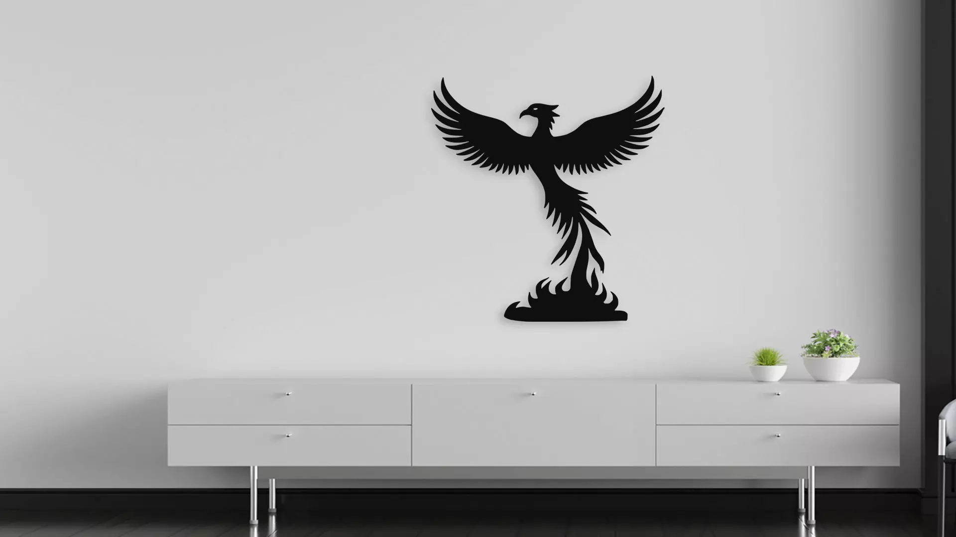 Phoenix Rising From Ashes Wall Art Decor Mythical Bird 3D model_5