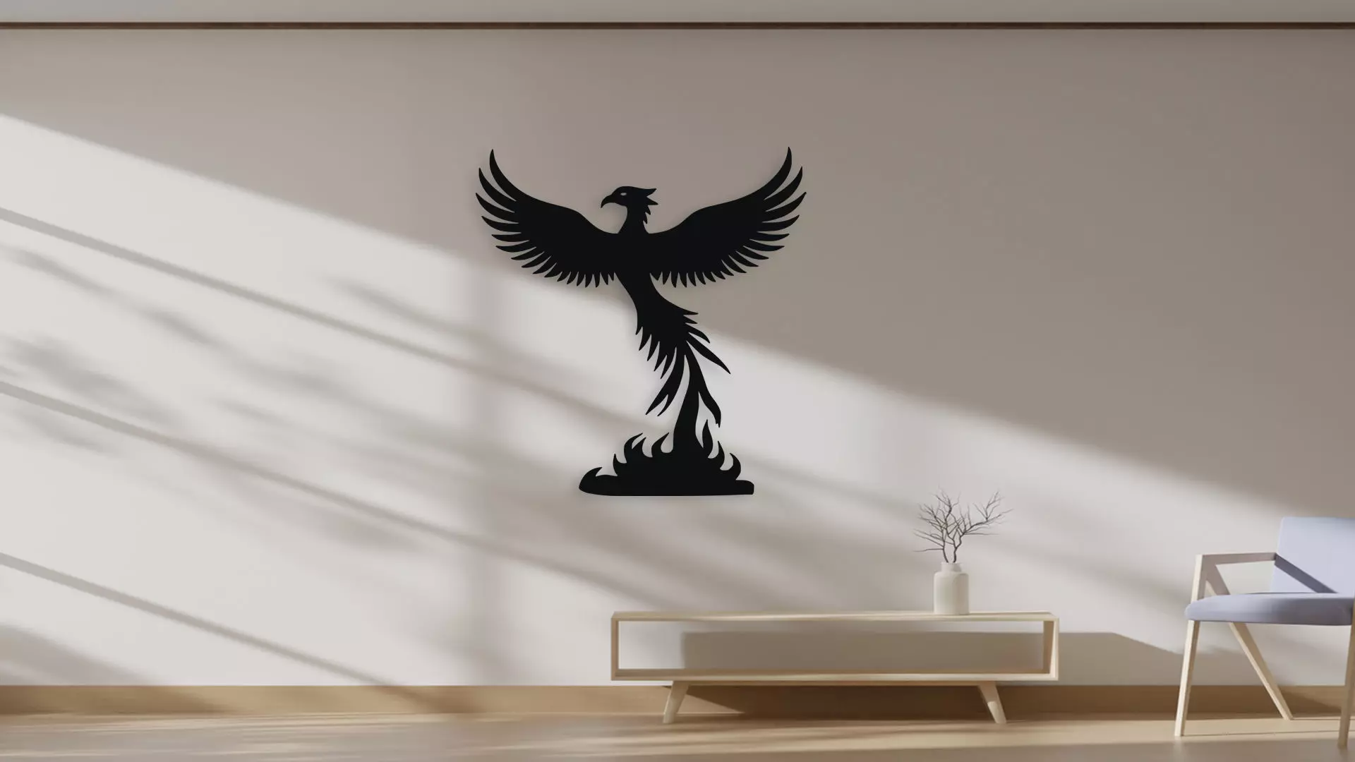 Phoenix Rising From Ashes Wall Art Decor Mythical Bird 3D model_4