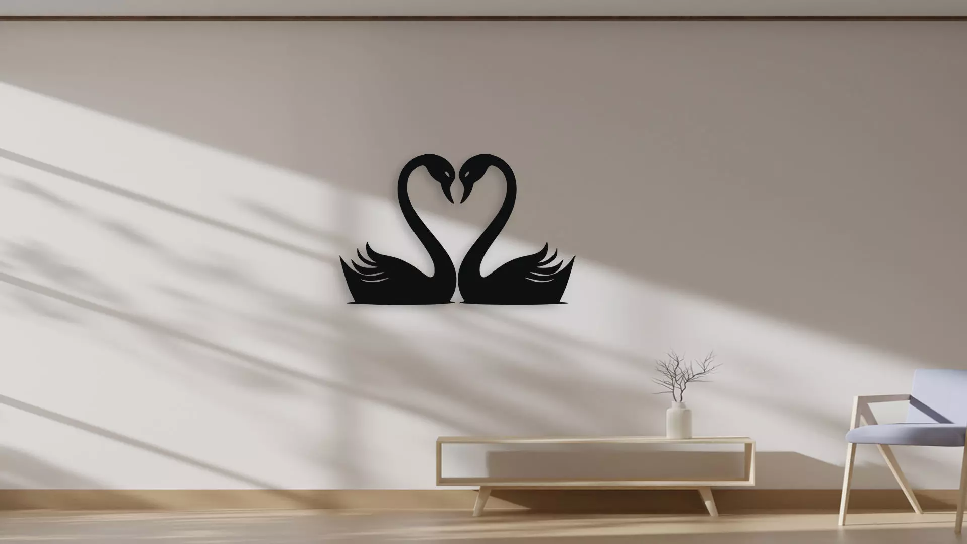 Two Swans Forming a Heart Wall Decor Art 3D model_4