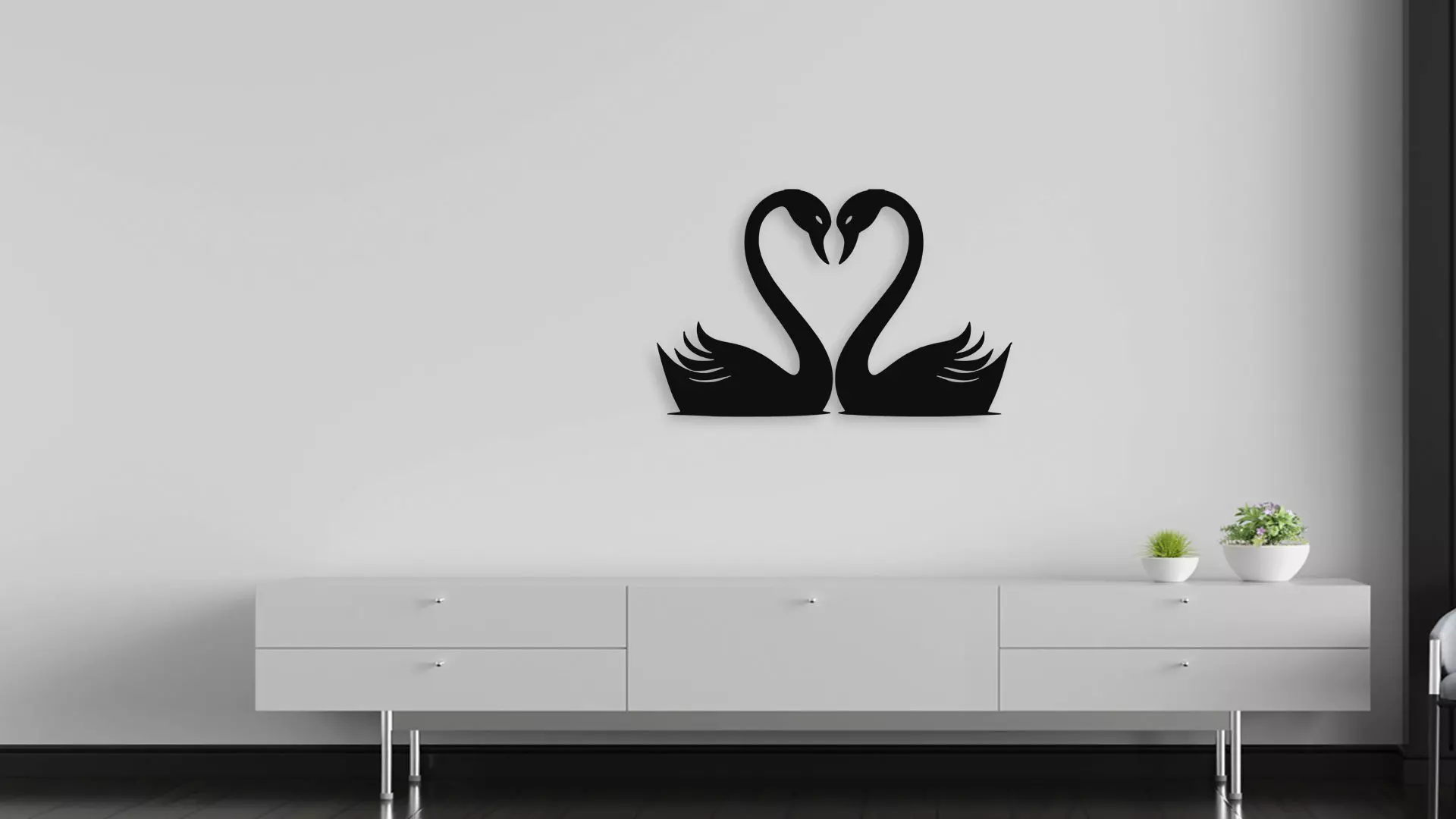 Two Swans Forming a Heart Wall Decor Art 3D model_5