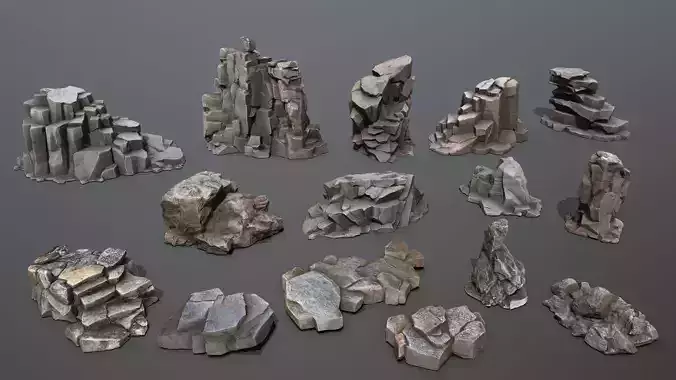 cave rocks Low-poly 3D model