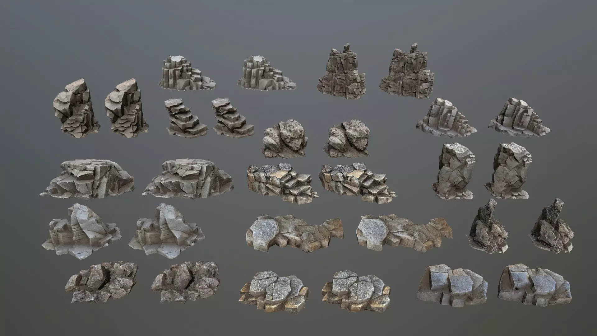 cave rocks Low-poly 3D model_33