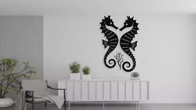 Symmetrical Seahorses Wall Art Decor