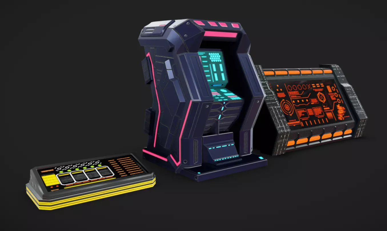 SciFi Terminals 22 Low-poly 3D model_2