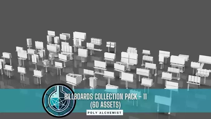Advertisement And Street Billboards Pack - 11- 60 Assets 3D model