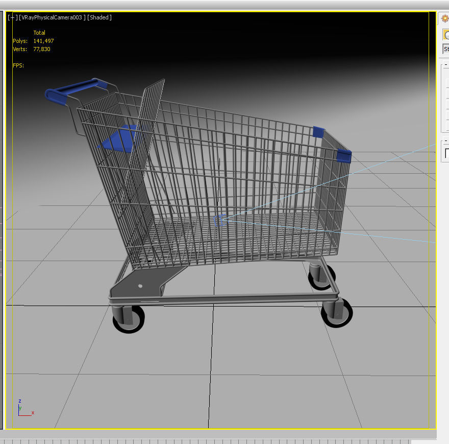Steel shopping trolley 3D model_6