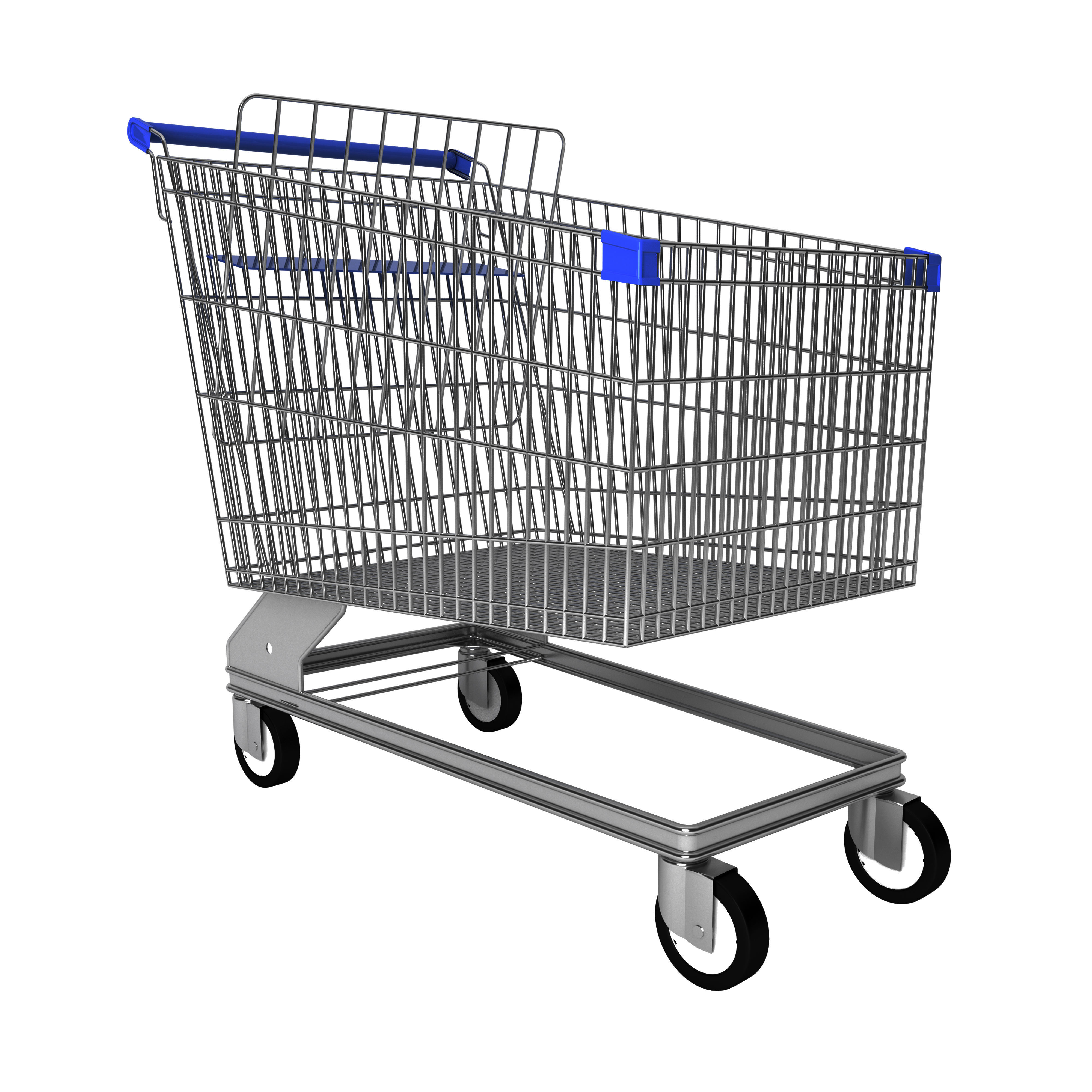 Steel shopping trolley 3D model_2