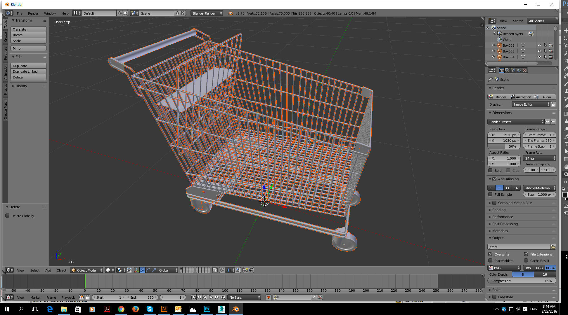Steel shopping trolley 3D model_8
