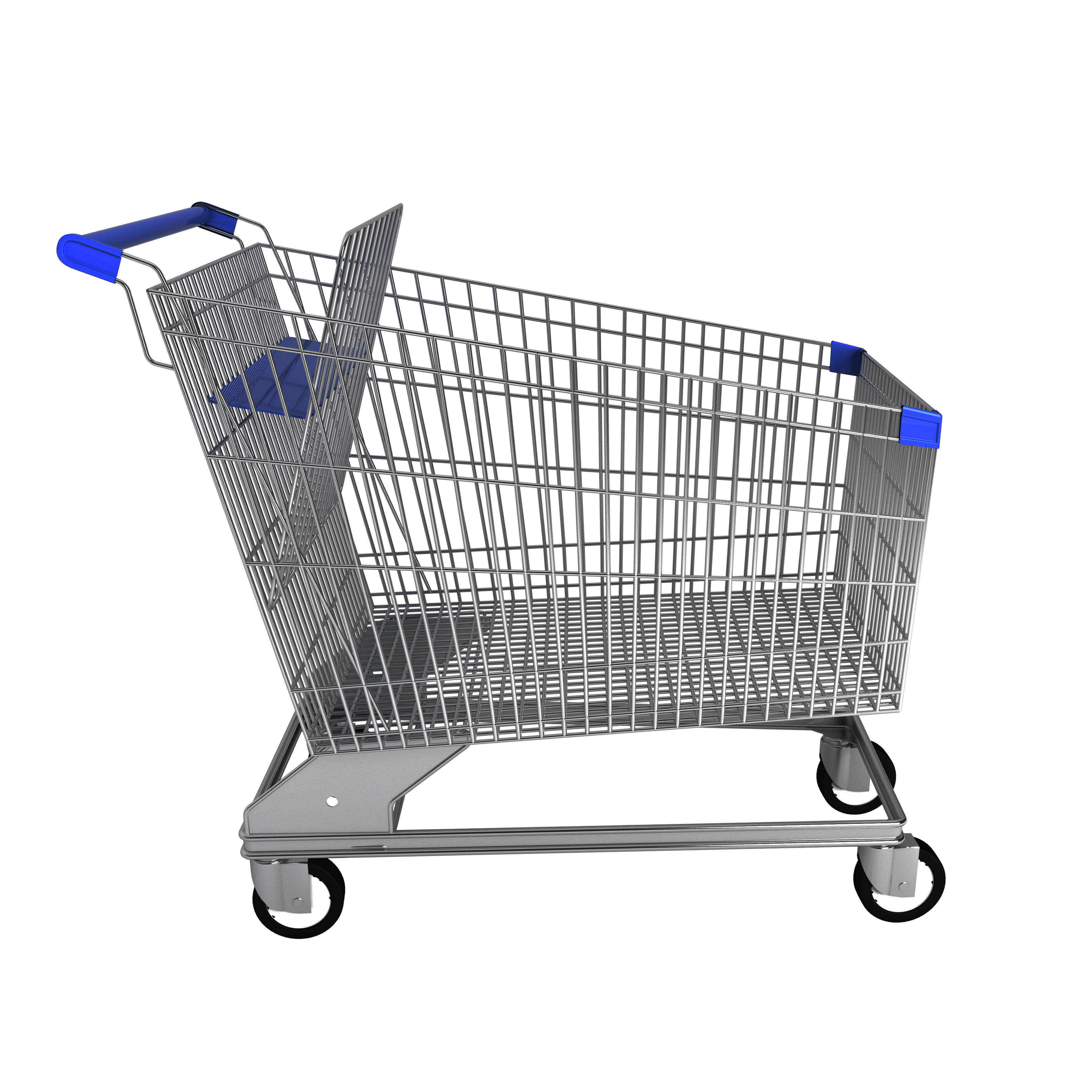 Steel shopping trolley 3D model_1