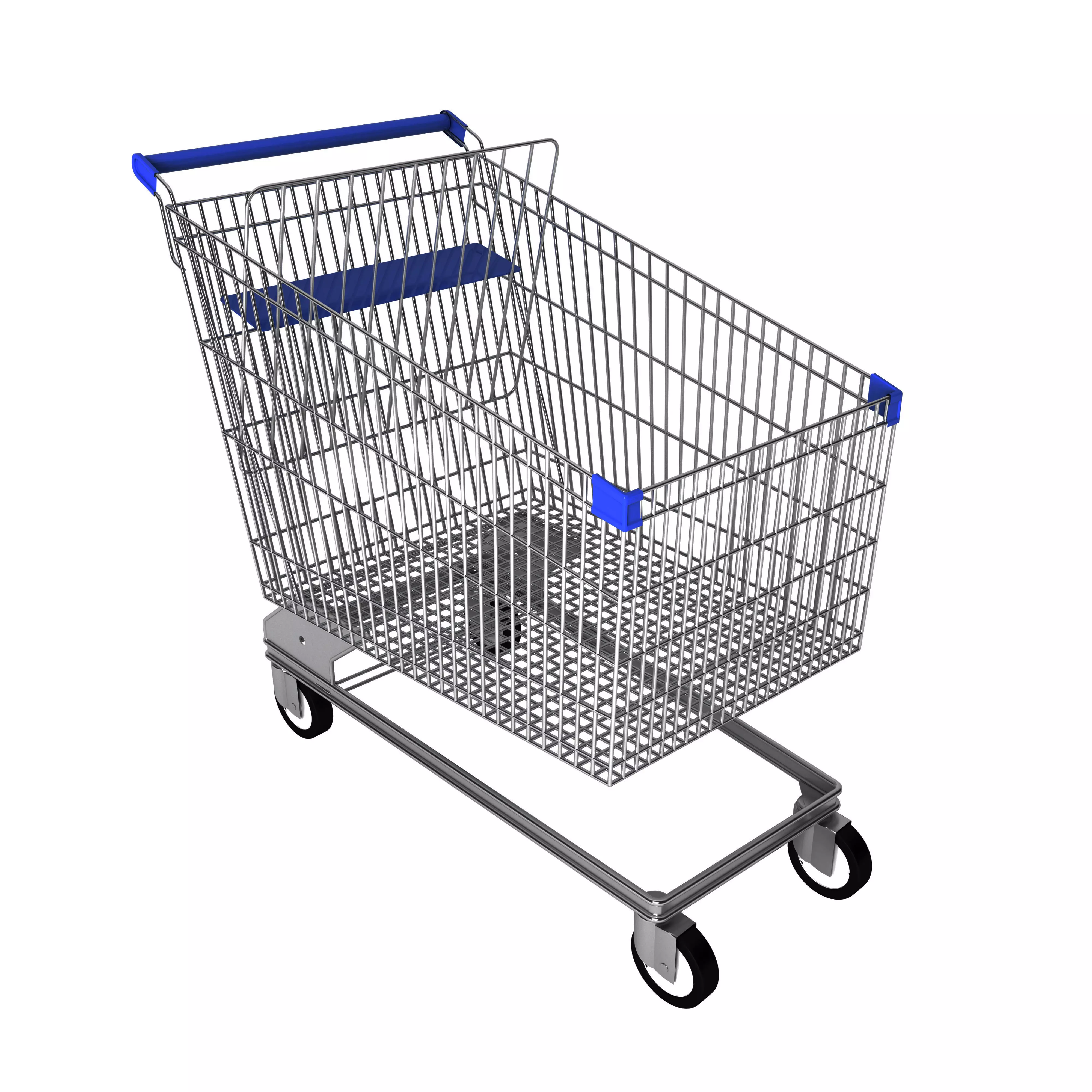 Steel shopping trolley 3D model_0
