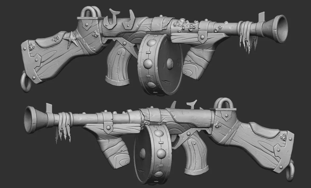 3d gun model Low-poly 3D model_1