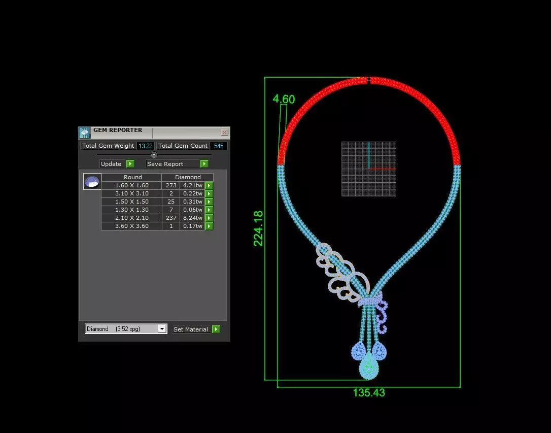 Swarea Necklace Diamond  3D print model_4