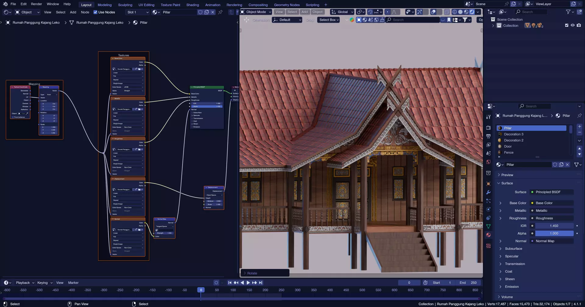 Traditional Houses - Rumah Panggung Kajang Leko Low-poly 3D model_7