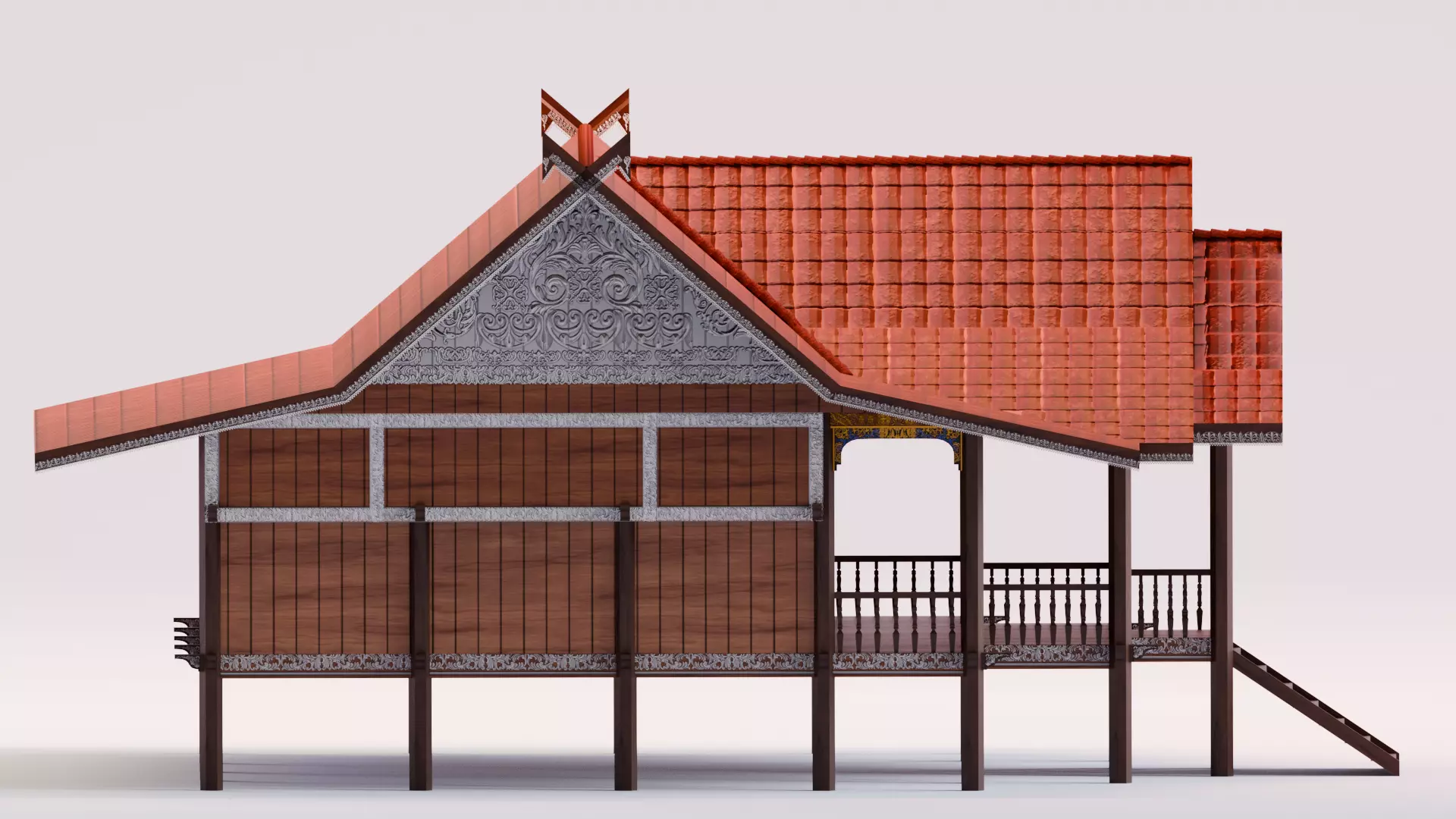 Traditional Houses - Rumah Panggung Kajang Leko Low-poly 3D model_2