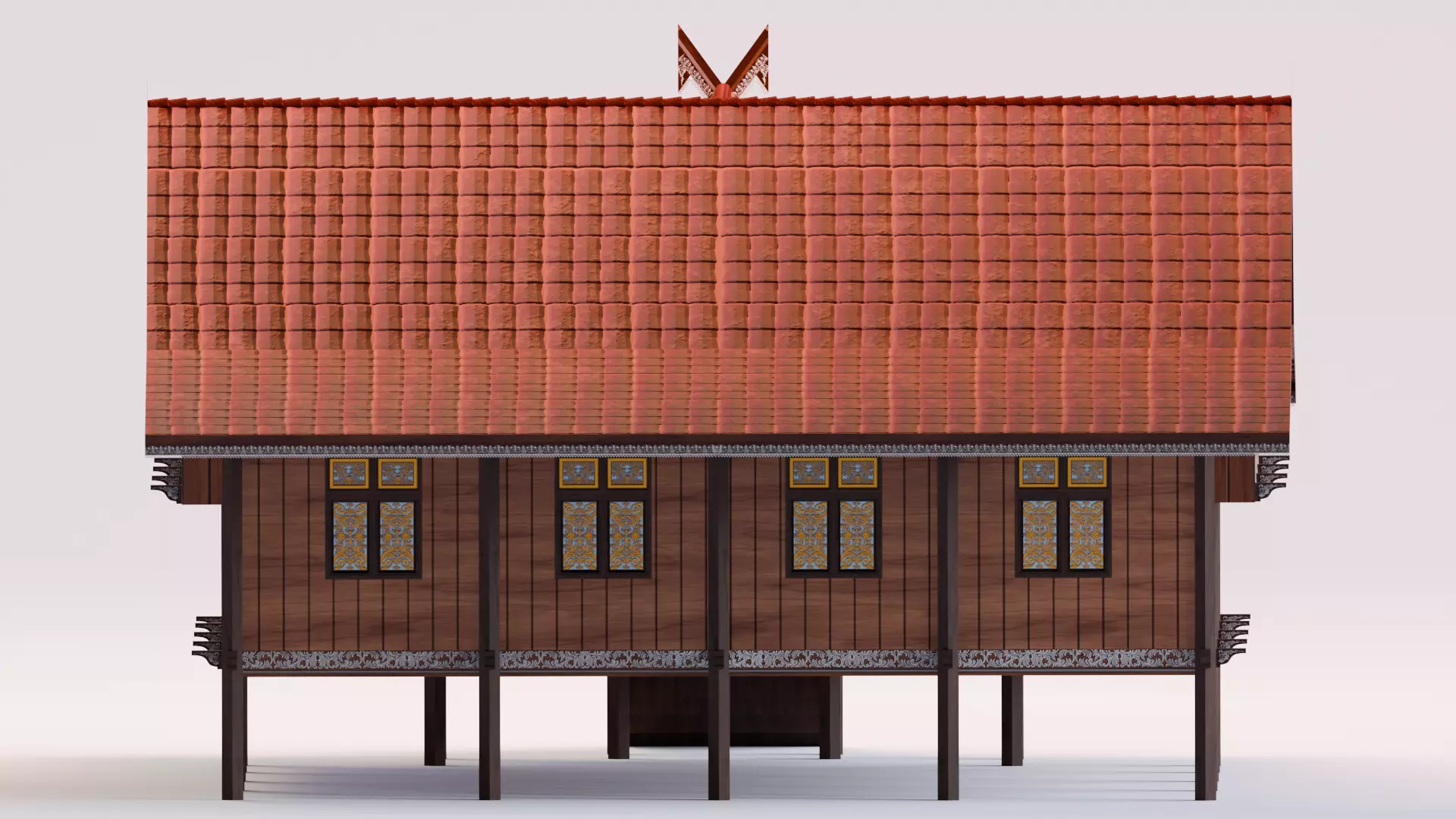 Traditional Houses - Rumah Panggung Kajang Leko Low-poly 3D model_3