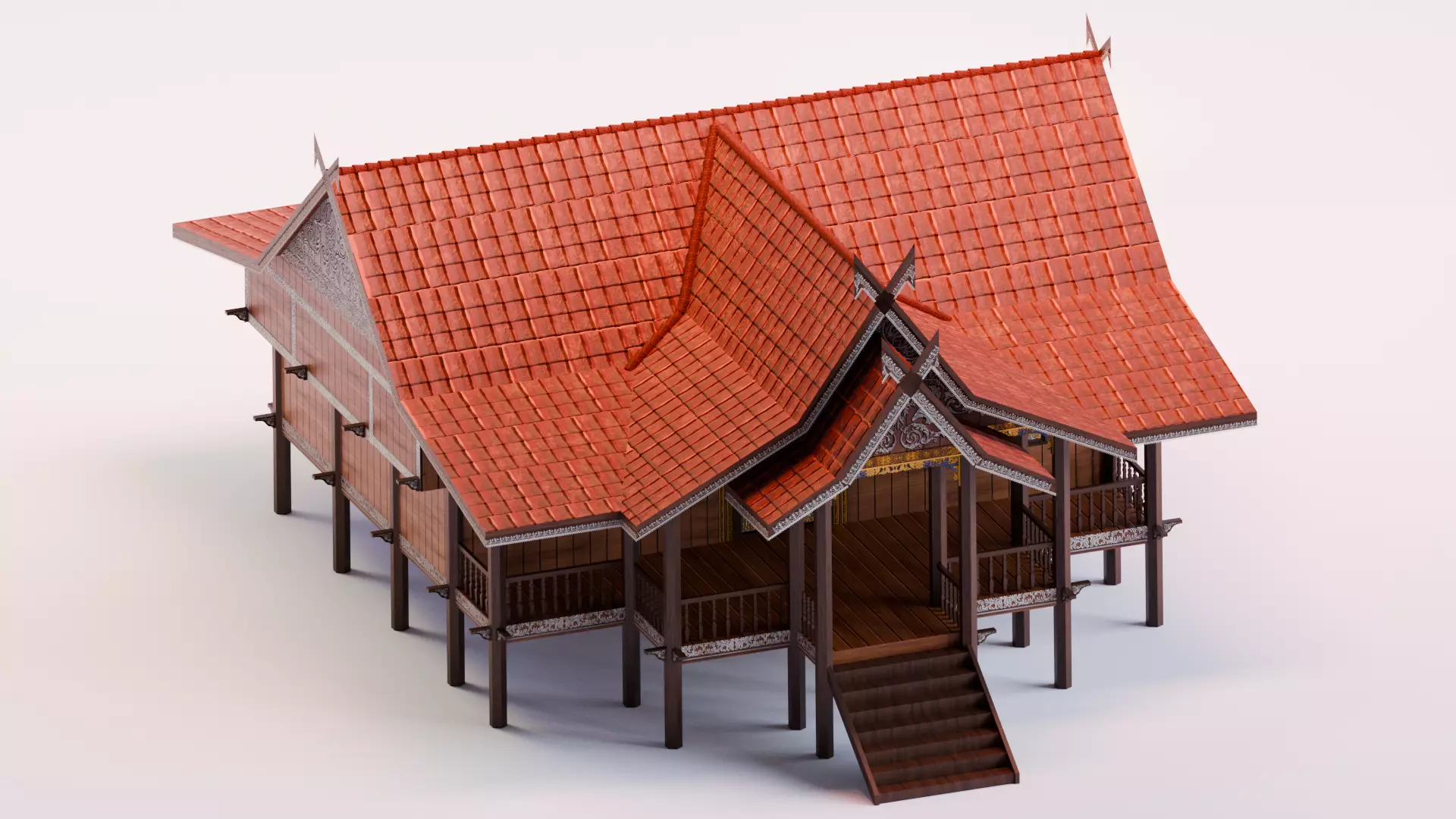 Traditional Houses - Rumah Panggung Kajang Leko Low-poly 3D model_4