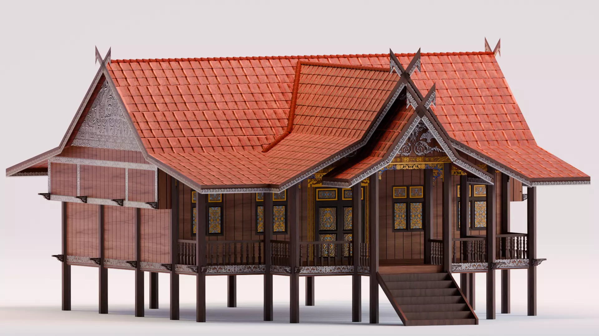 Traditional Houses - Rumah Panggung Kajang Leko Low-poly 3D model_0