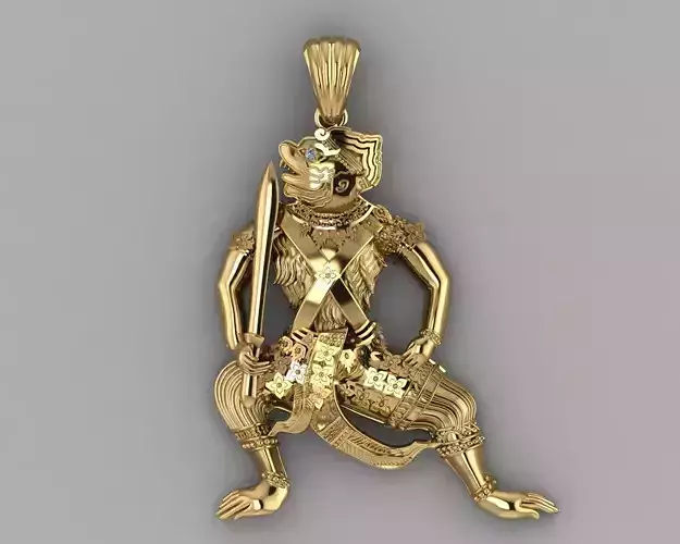 Hanuman Gold Pendant