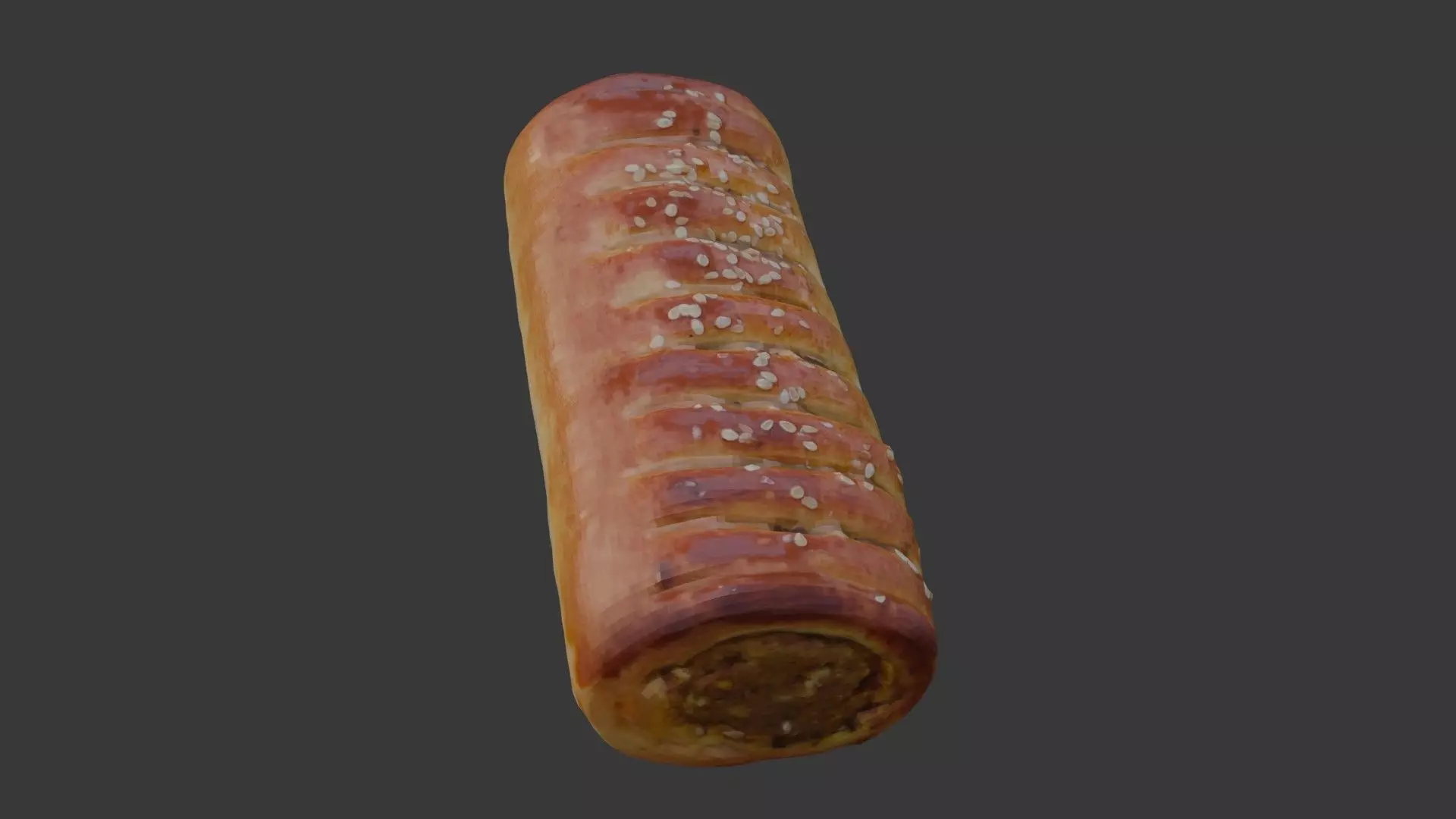 Scanned Sausage Roll Low-poly 3D model_5
