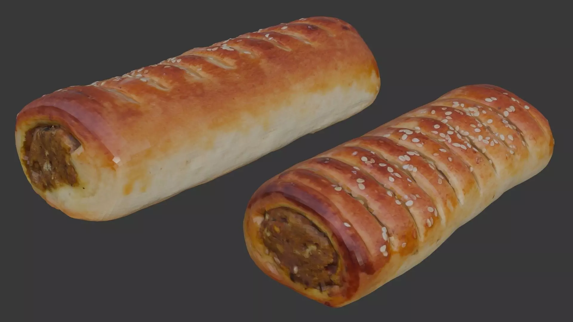 Scanned Sausage Roll Low-poly 3D model_0