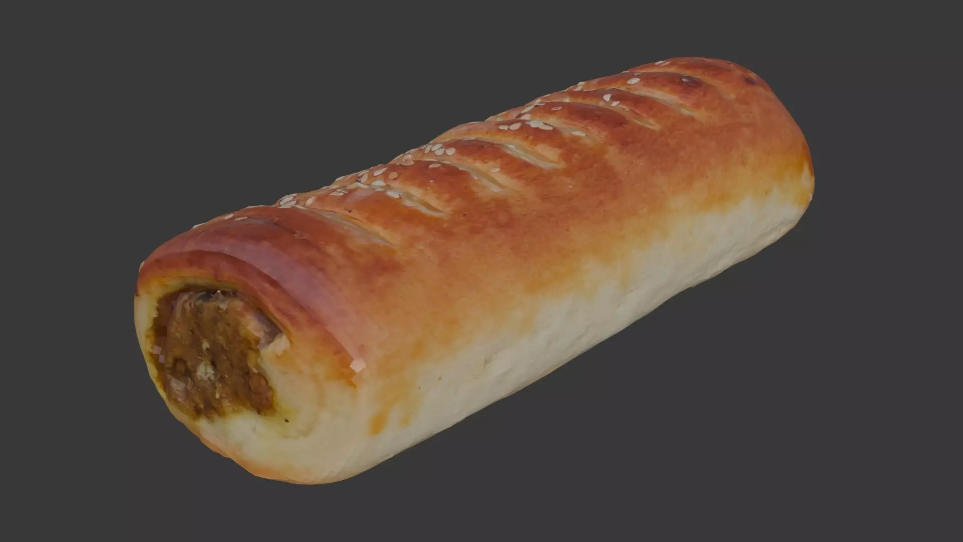 Scanned Sausage Roll Low-poly 3D model_1