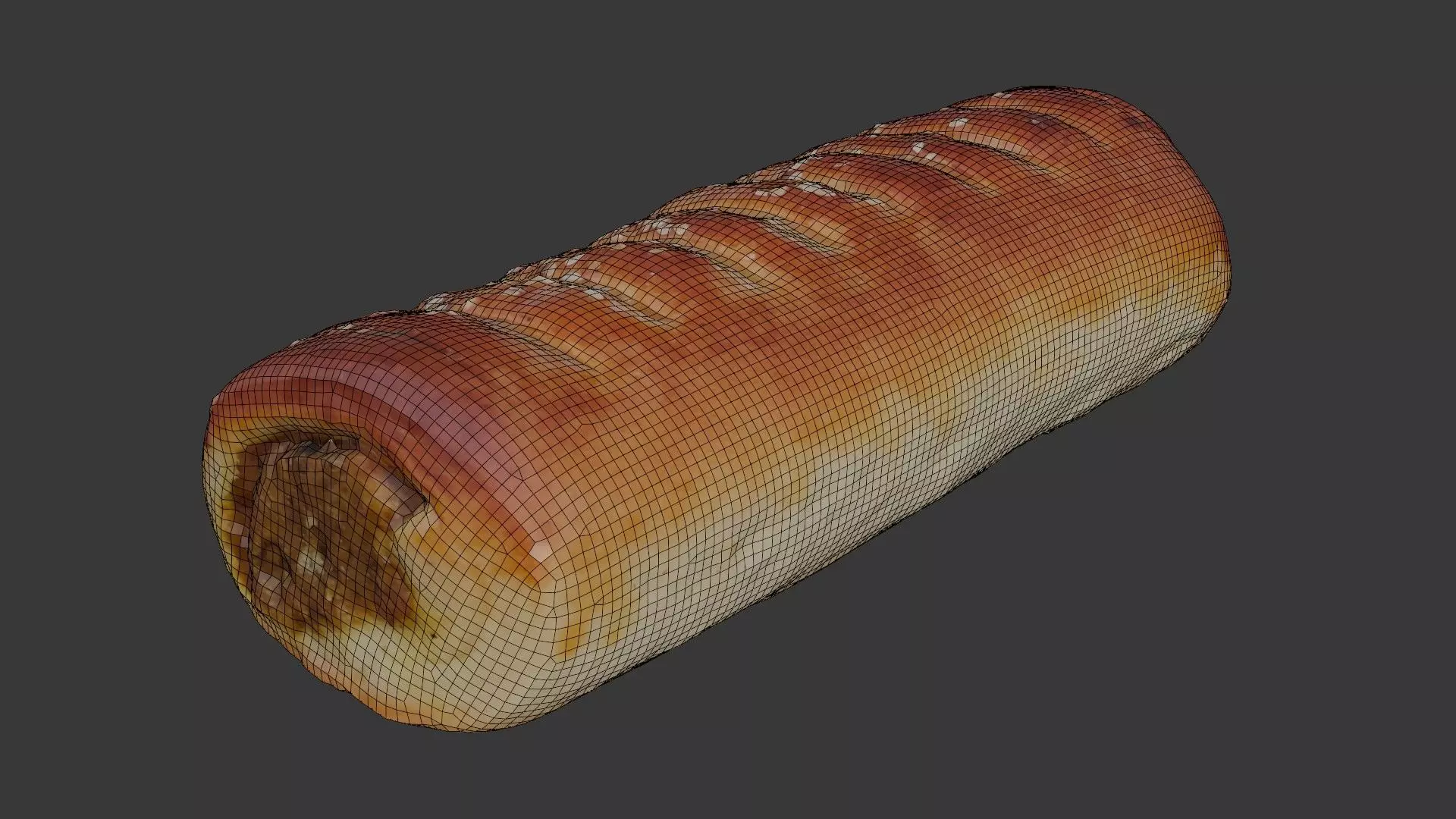 Scanned Sausage Roll Low-poly 3D model_2